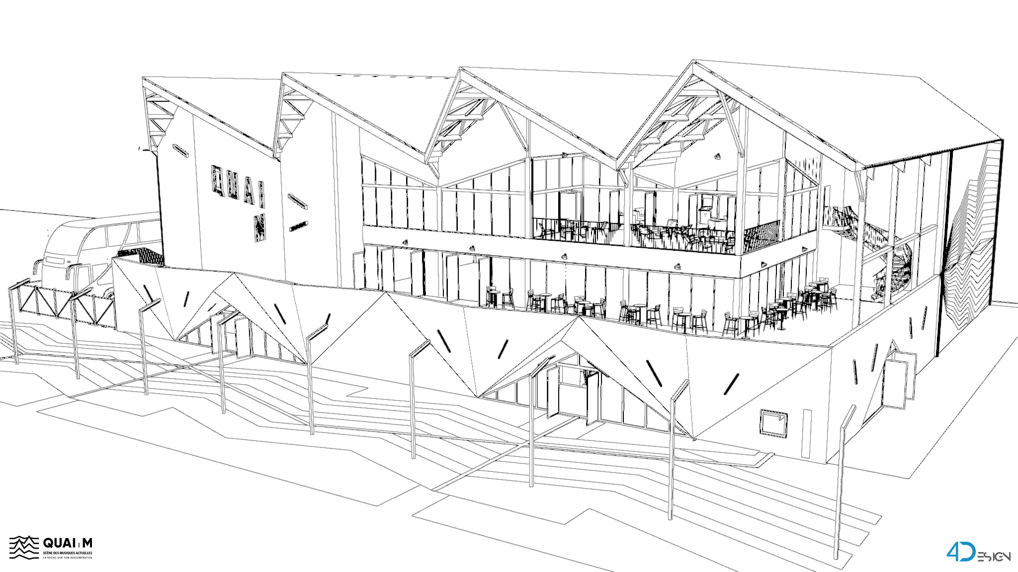 4Design - Modélisation de salle Quai M 2022 - Batiment